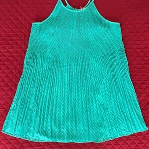 Elle Sleeveless Pleated Tank Top - Teal Green